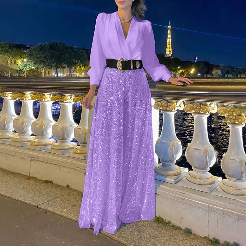 Novo conjunto de duas peças de camisa de manga comprida e saia comprida