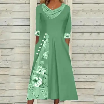 【S-3XL】2024 novo modelo e vestido com decote em v com bolso