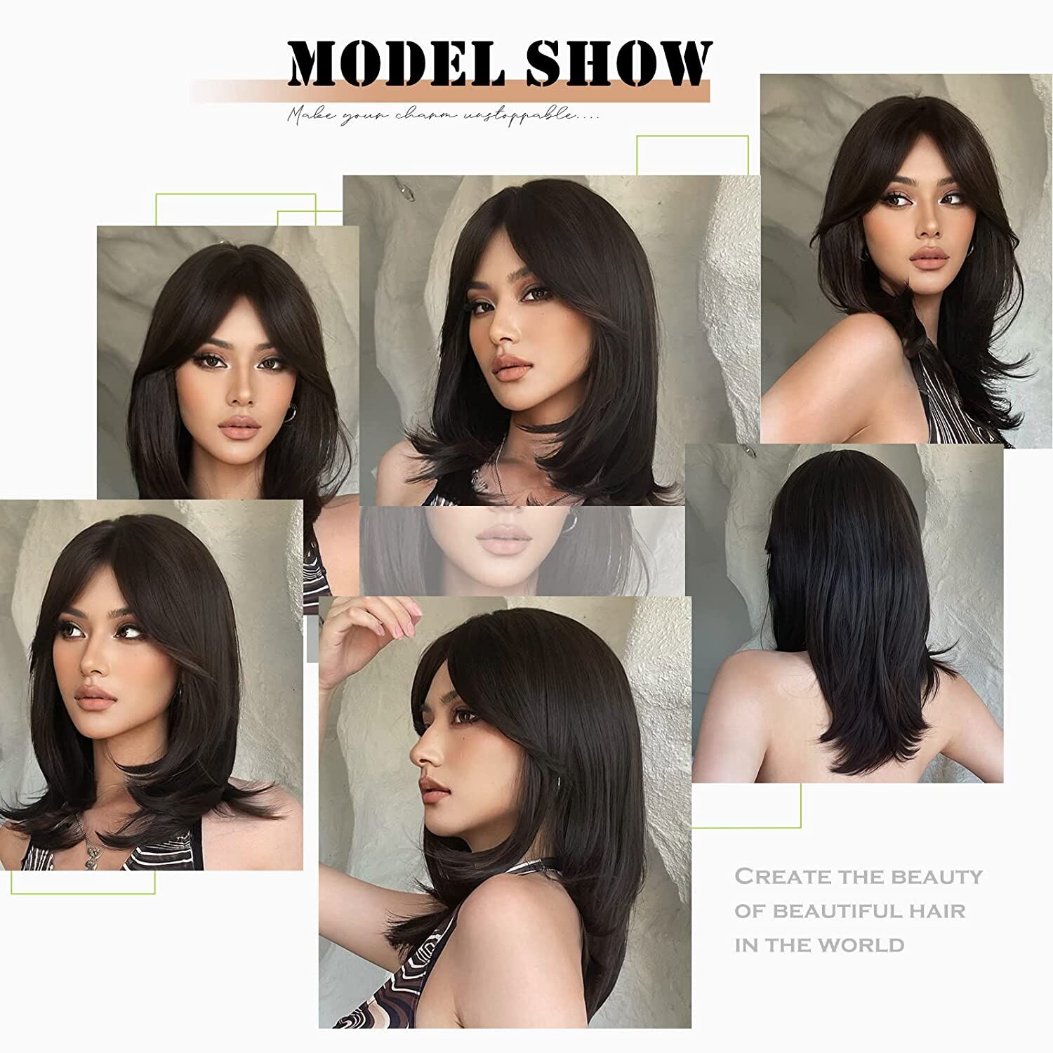 Synthetic Long Wigs  Hair with Bangs for Daily Use