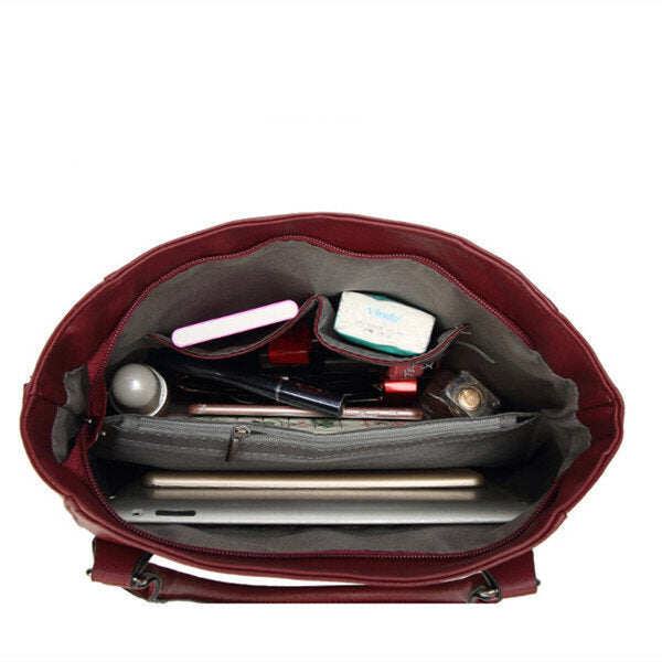 Bolsa feminina de couro macio de grande capacidade Bolsa resistente bolsa de ombro de lazer