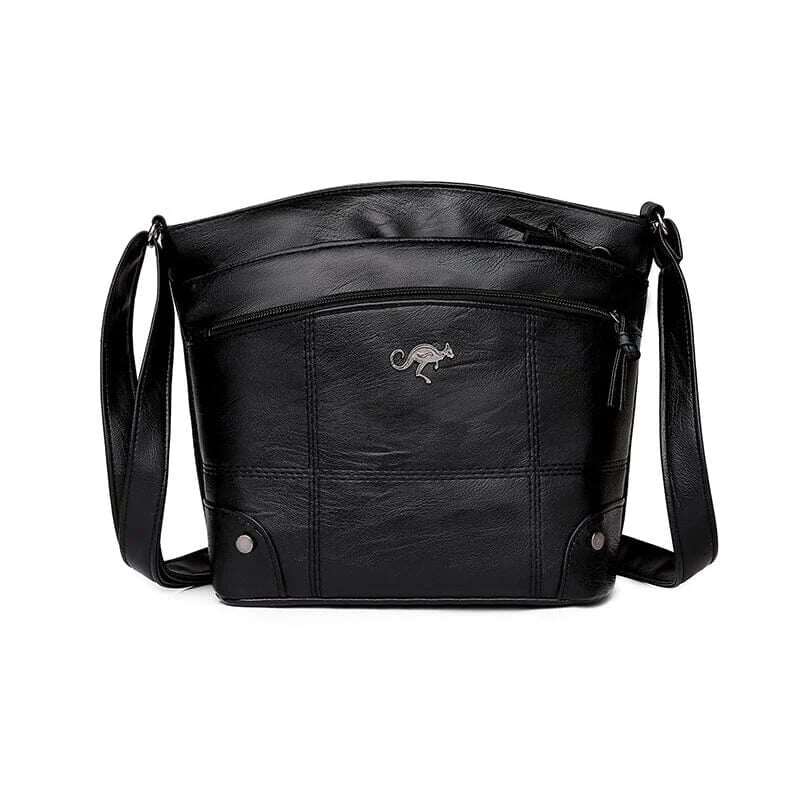 Bolsa de ombro de grande capacidade com vários bolsos e mensageiro de couro macio