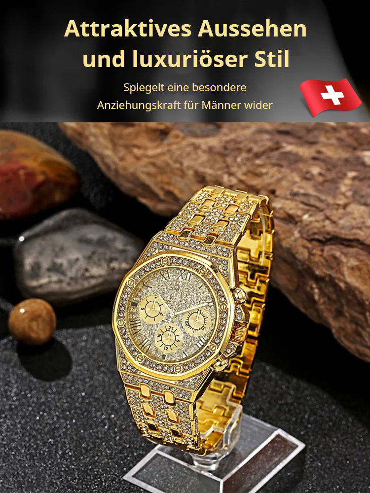 Мъжки ръчен часовник Rotary с изцяло диамантена стоманена гривна