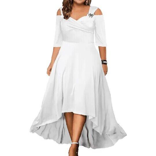Prosta sukienka z odkrytymi ramionami, plus size