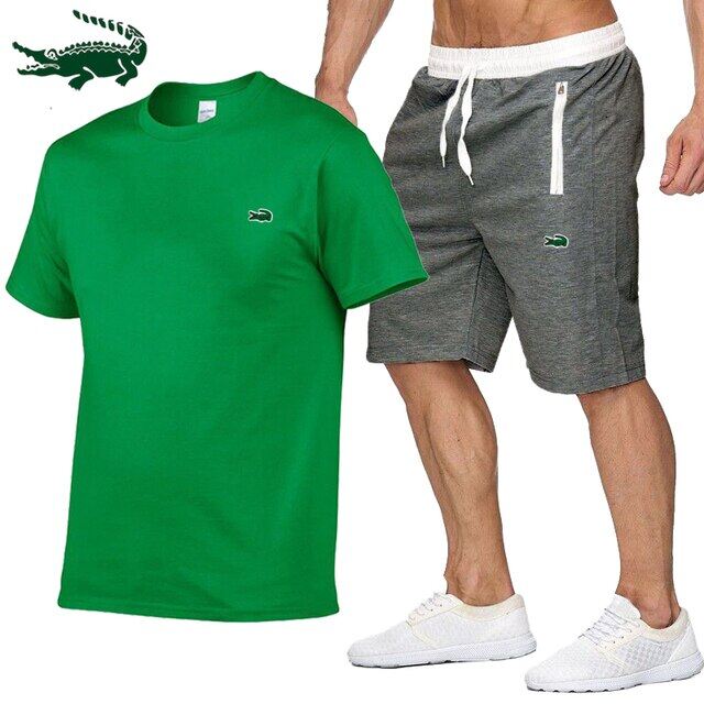 Cartelo High quality spring and summer new men's casual sports cotton round neck short-sleeved T-shirt+casual sports pants set