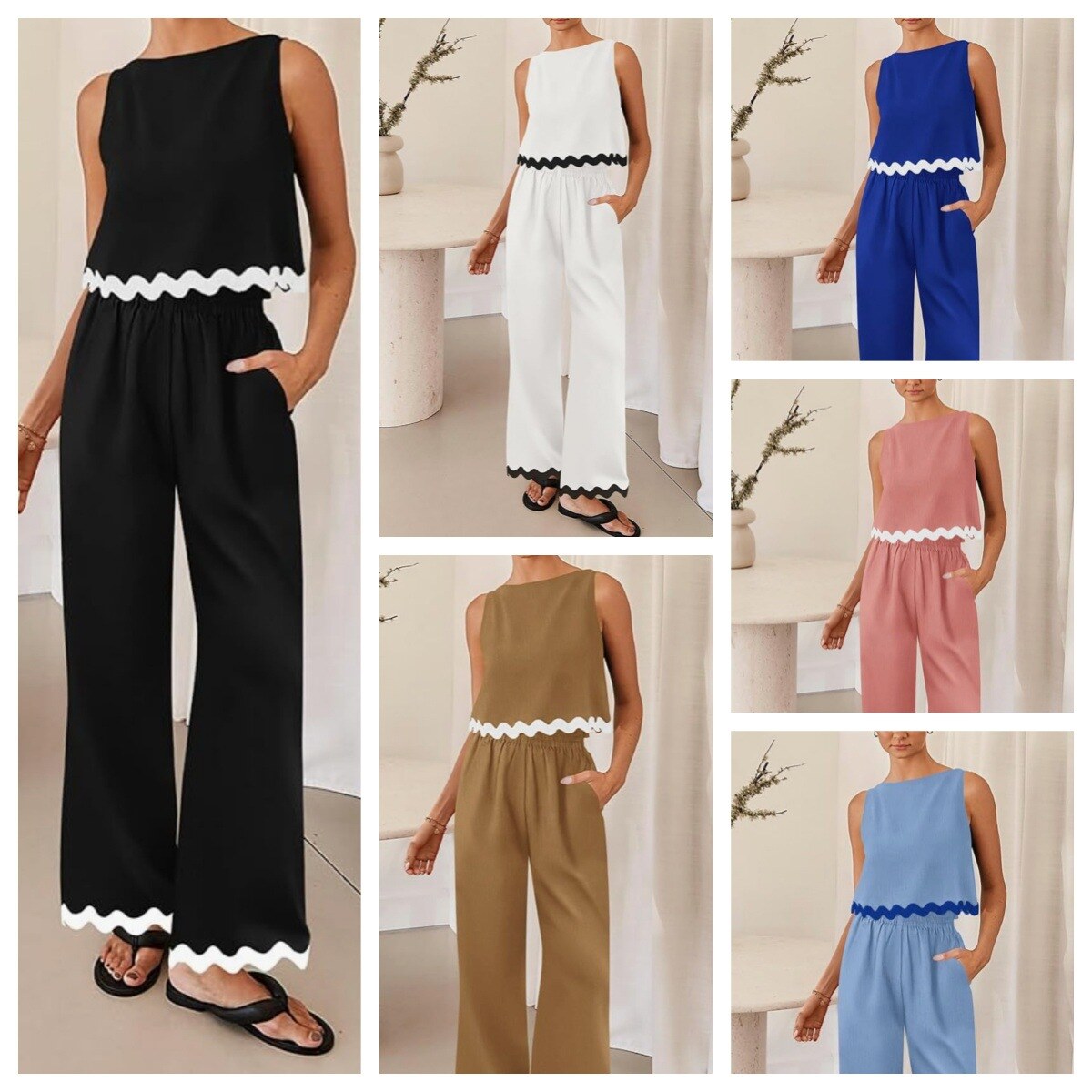 2024 primavera e verão feminino algodão e linho casual conjunto de 2 peças sem mangas colete curto topo solto