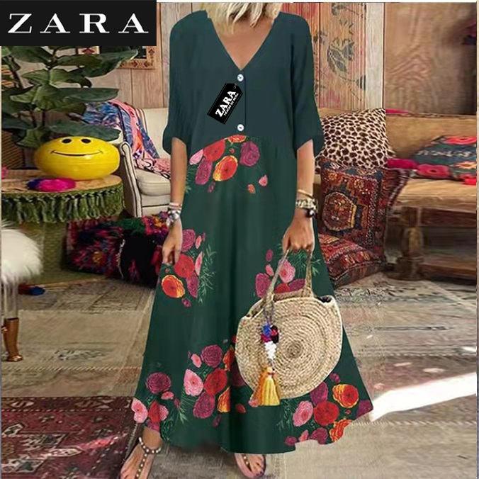 NOVO VESTIDO LONGO ZARA DE VERÃO COM DECOTE EM V
