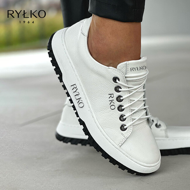 RYŁKO® fehér bőr tornacipő
