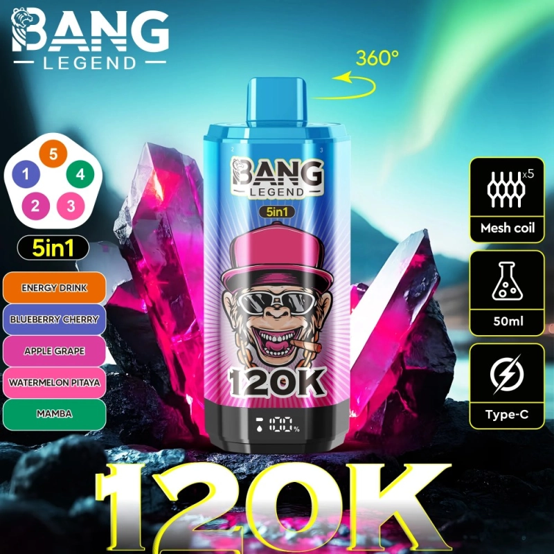Bang Legend 120K Energy Drink & Blueberry Cherry & Apple Grape & Watermelon Dragon Fruit & Mamba