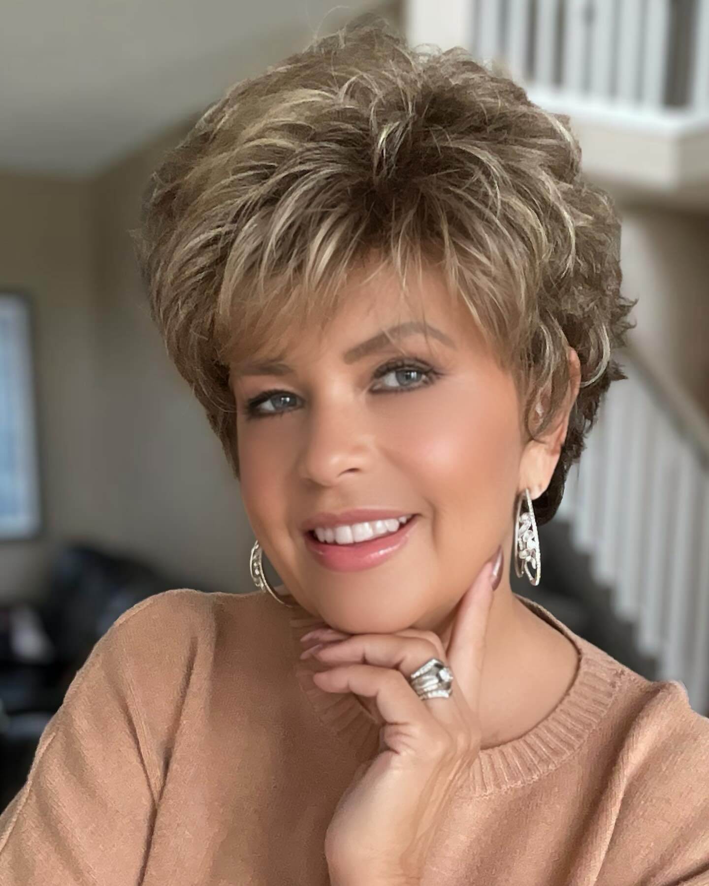 Brown Mixed Golden Pixie Cut Wig