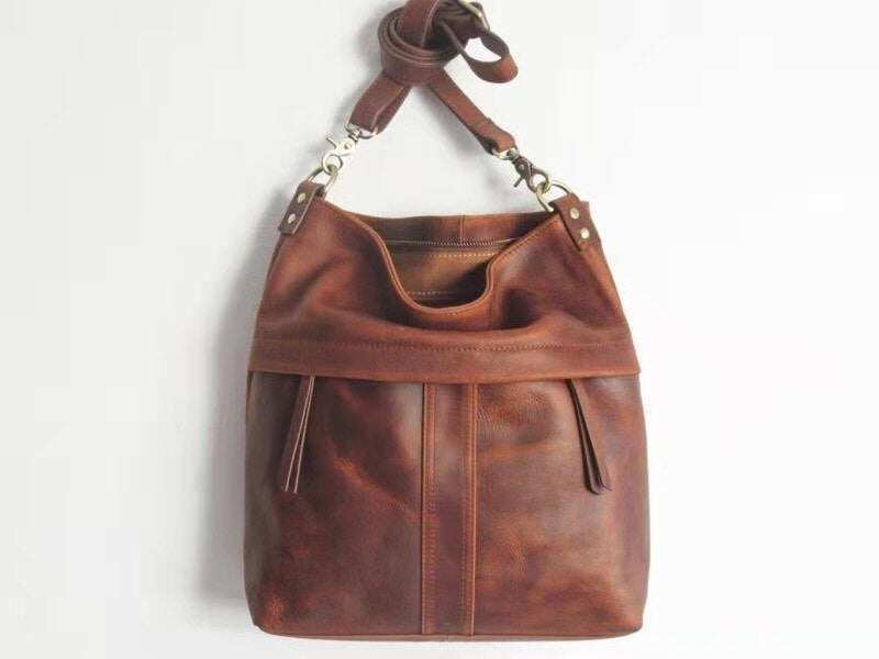 Bolsa de couro portátil artesanal retrô