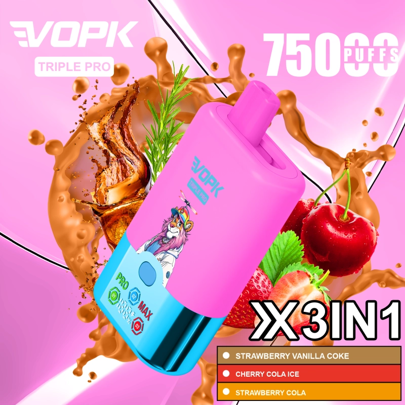 vopk triple pro 75000 puffs Watermelon ice & Blue razz  ice & Strawberry Kiwi