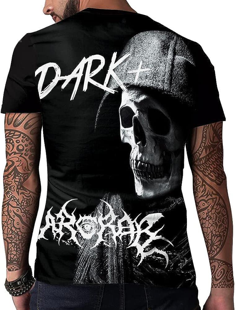 Men's 3D Print Skull T-Shirt 3D Creative Print Short Sleeve T-Shirt Casual Round Neck Novelty Street Fashion Tees Shirt