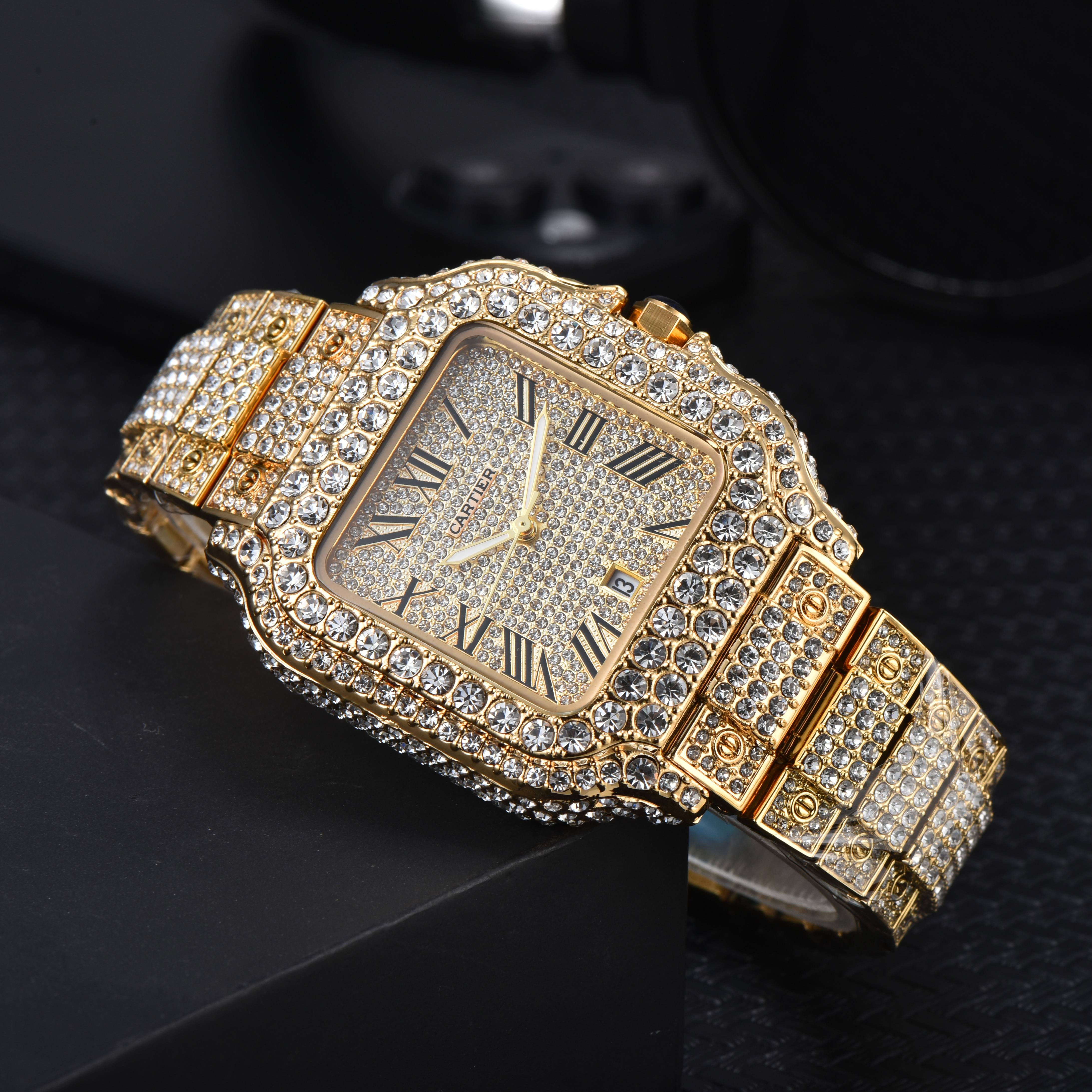 40mm Cartier Santos 100 XL - pełna tarcza ICED