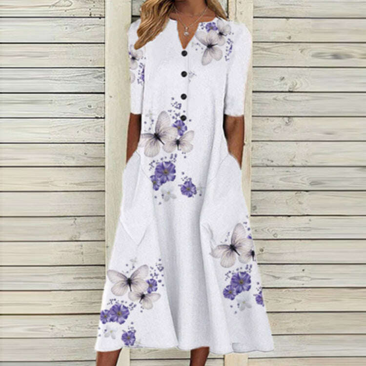 Letní volné šaty s výstřihem do V