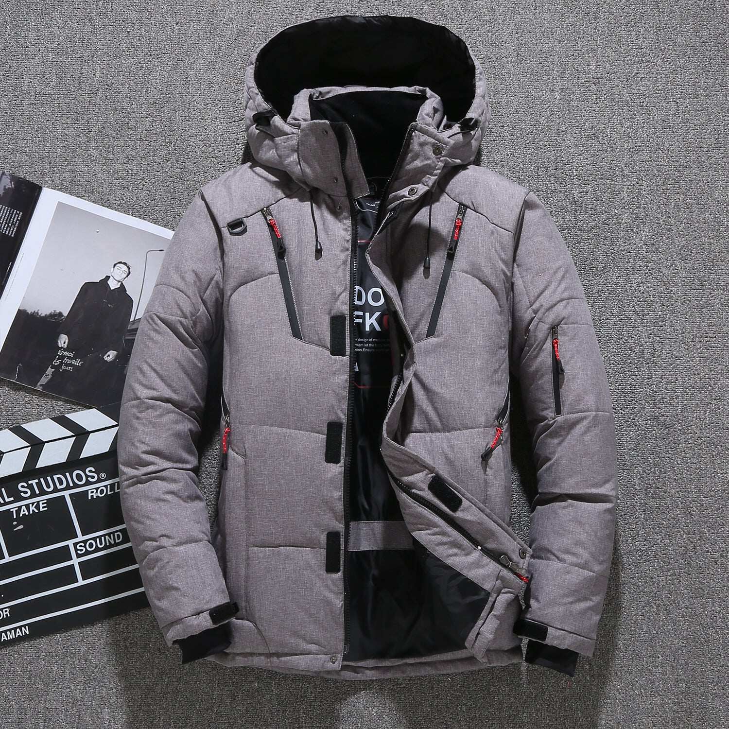 Męska biała kurtka puchowa Parka Winter Warm Jacket