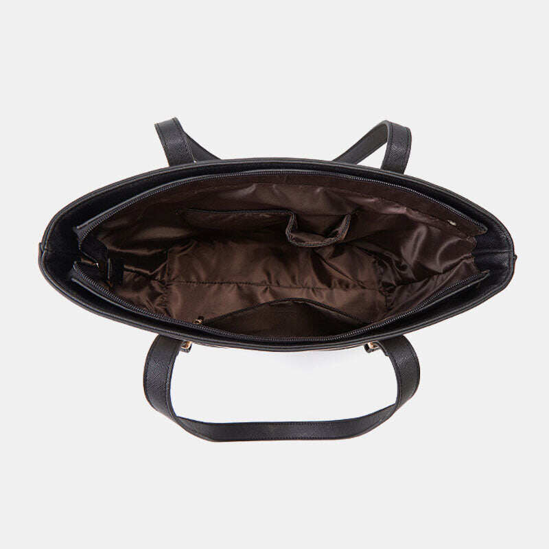 Bolsa feminina patchwork de 3 peças com franjas de alta capacidade