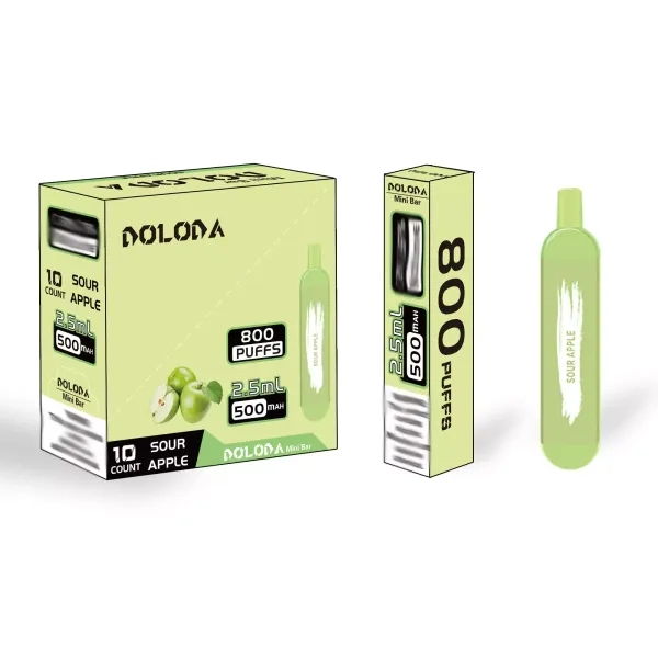 DOLODA Mini bar 800 Puffs Rechargeable Disposable Vape Sour Apple