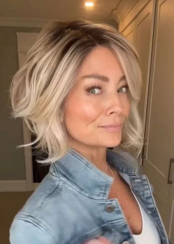 Silver Wig Black Hair Roots Curly Side Short Hair