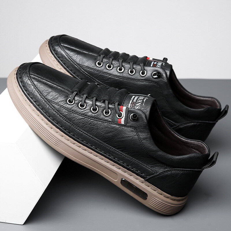 Sapatos casuais respiráveis ​​de couro artesanal italiano