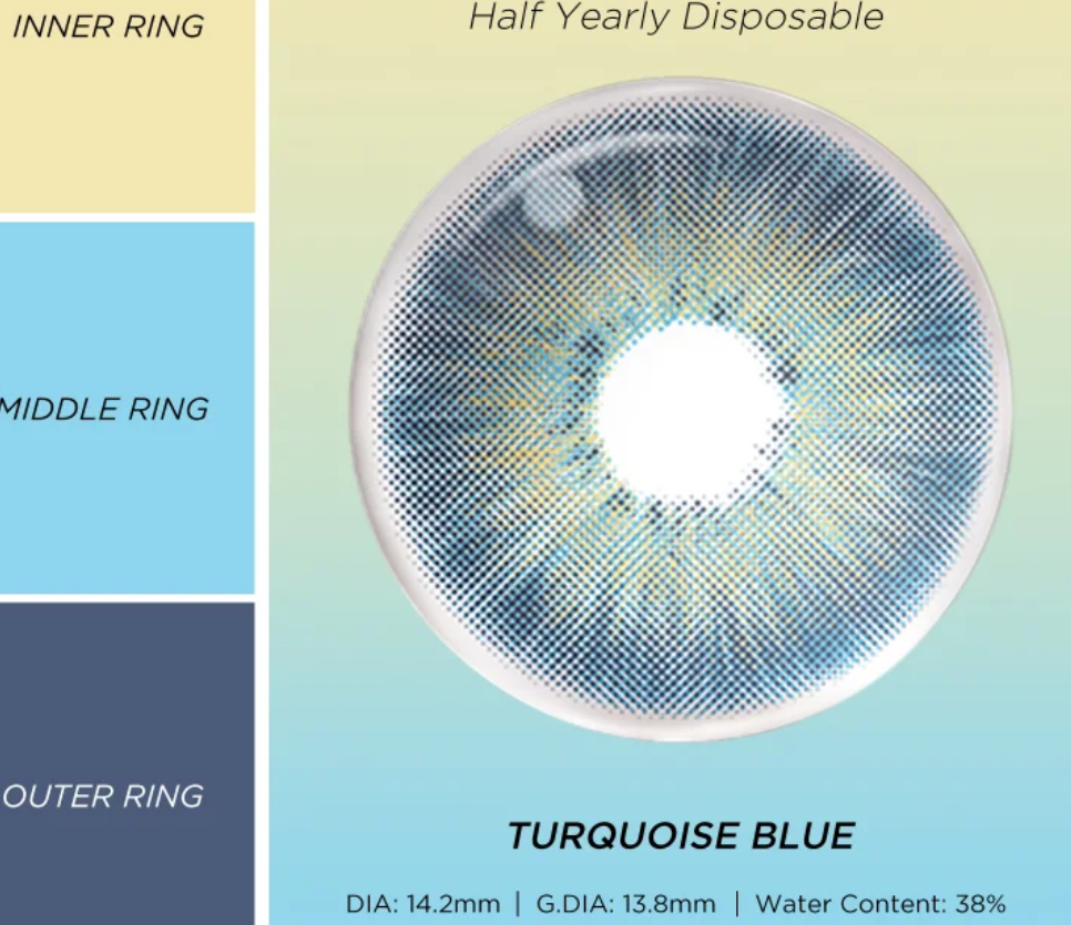 🔥 Buy one get one free ⌛ Turquoise Blue（DIA : 14.2mm；G.DIA : 13.8mm；BC : 8.7mm） | 6 Months, 2 pcs