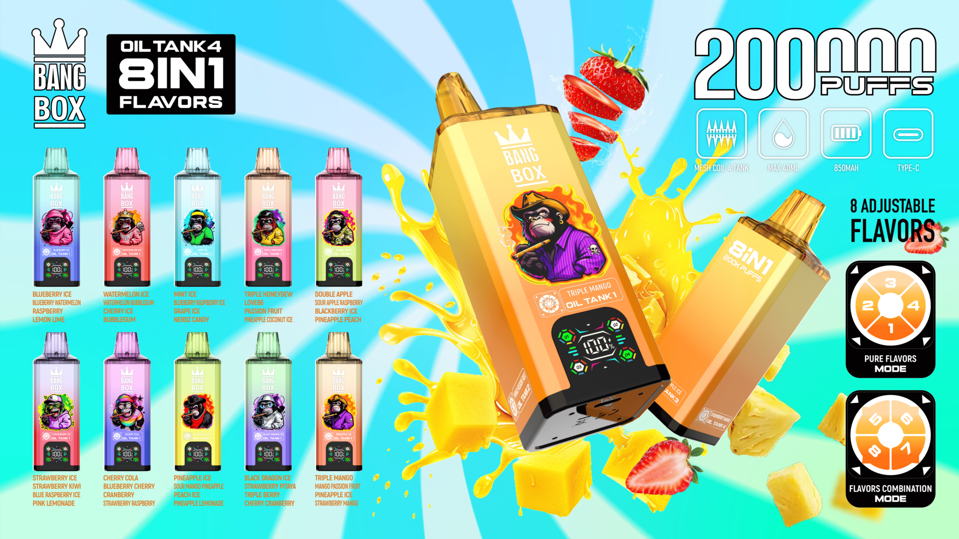 Bang Box 200000 PUFFS – Ultimate 8-in-1 Disposable Vape