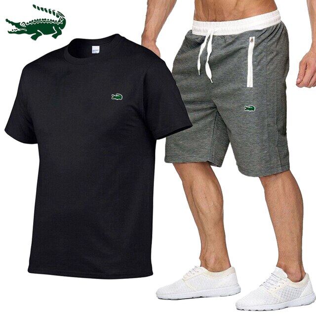 Cartelo High quality spring and summer new men's casual sports cotton round neck short-sleeved T-shirt+casual sports pants set