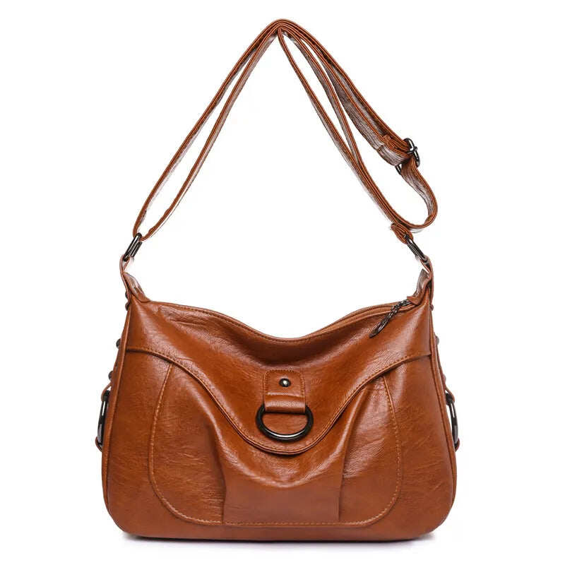 Nova bolsa feminina moda grande capacidade bolsa de ombro de couro macio