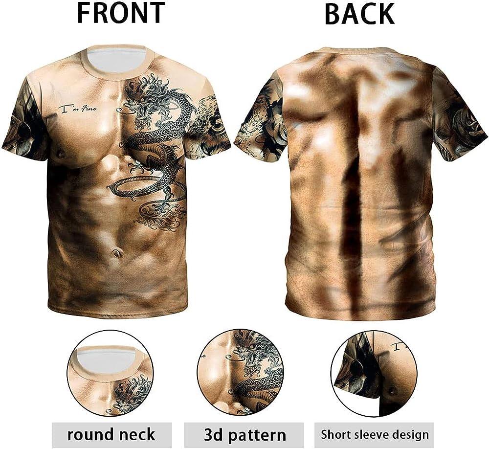 Men's 3D Print Skull T-Shirt 3D Creative Print Short Sleeve T-Shirt Casual Round Neck Novelty Street Fashion Tees Shirt
