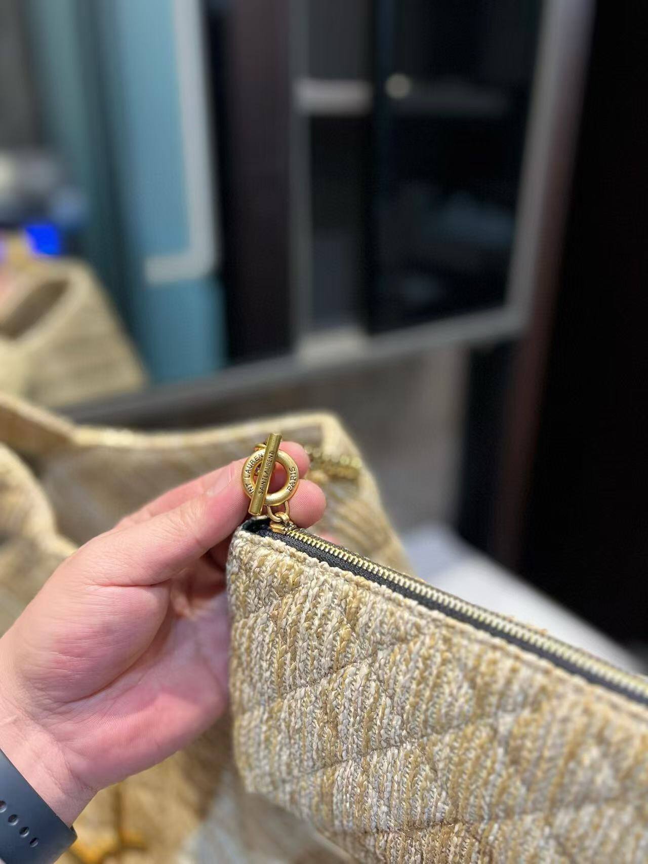 YSL gaby linen shopping bag