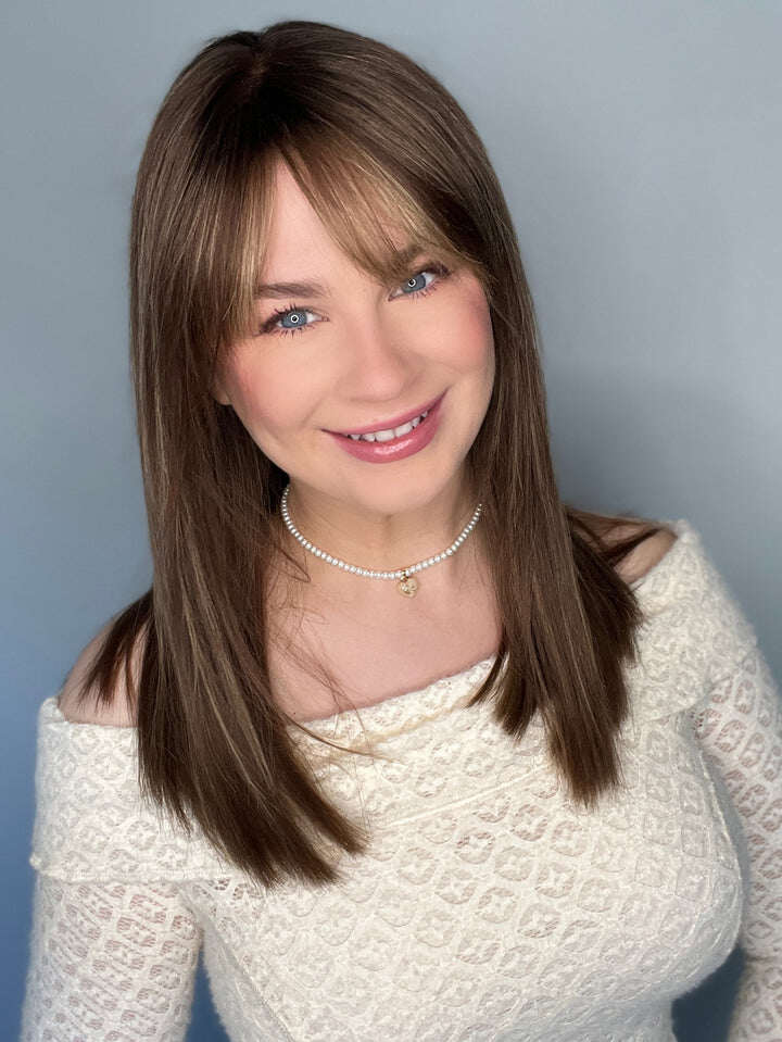 Lace Real Dark Brown Wig with Blonde Highlights