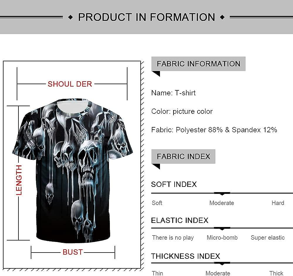 Men's 3D Print Skull T-Shirt 3D Creative Print Short Sleeve T-Shirt Casual Round Neck Novelty Street Fashion Tees Shirt