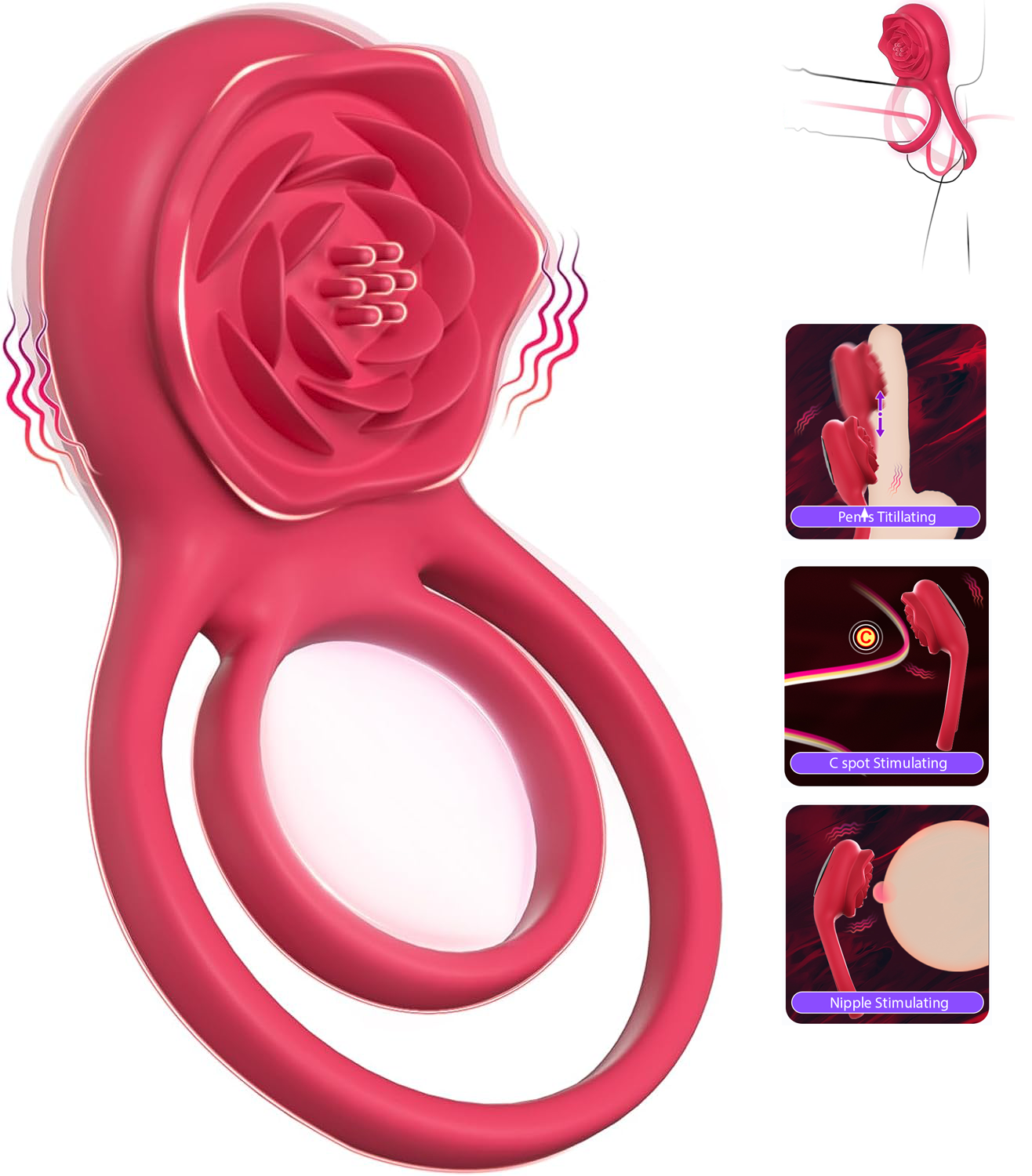🔥СПЕЦИАЛЕН КОЛЕДЕН ПОДАРЪК ЗА 2024 Г. - 70% ОТСТЪПКА💥💥--ВИБРИРАЩ ПРЪСТЕН ЗА ПЕТЕЛ С РОЗОВ КЛИТОРАЛЕН СТИМУЛАТОР