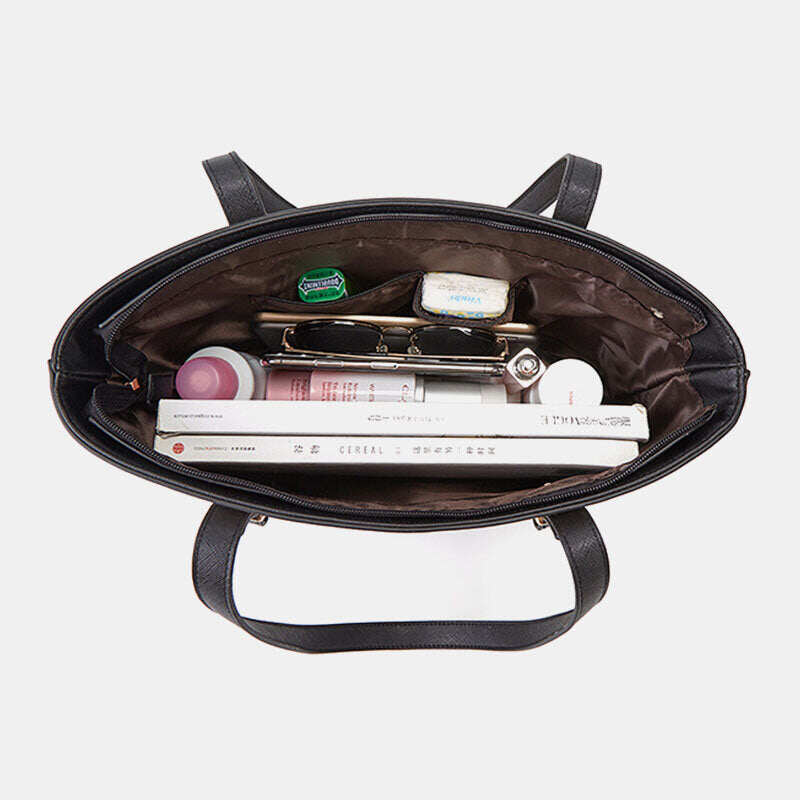 Bolsa feminina patchwork de 3 peças com franjas de alta capacidade