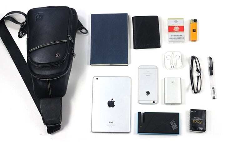 Męska torba na ramię z prawdziwej skóry Travel Sling Chest Bag