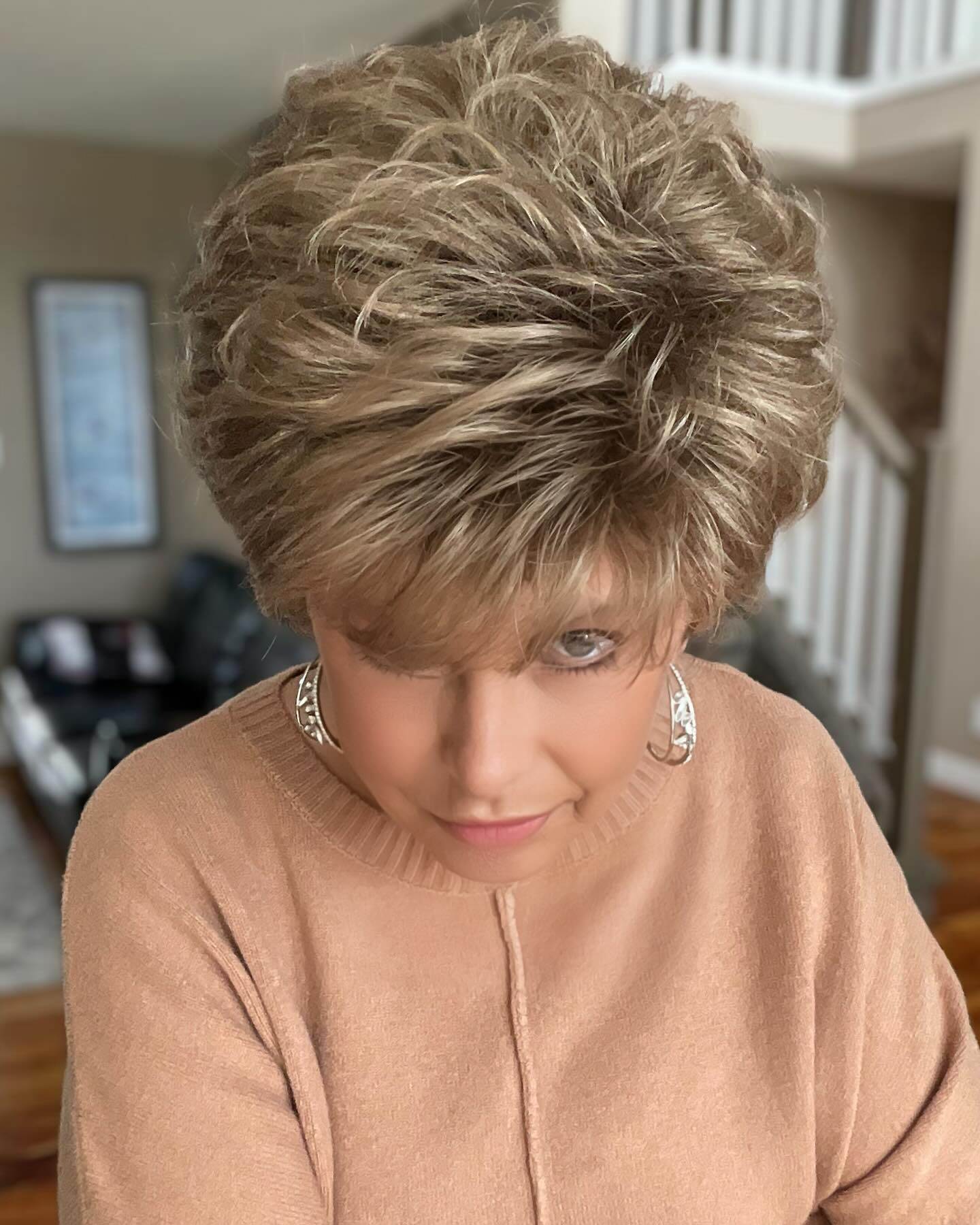 Brown Mixed Golden Pixie Cut Wig
