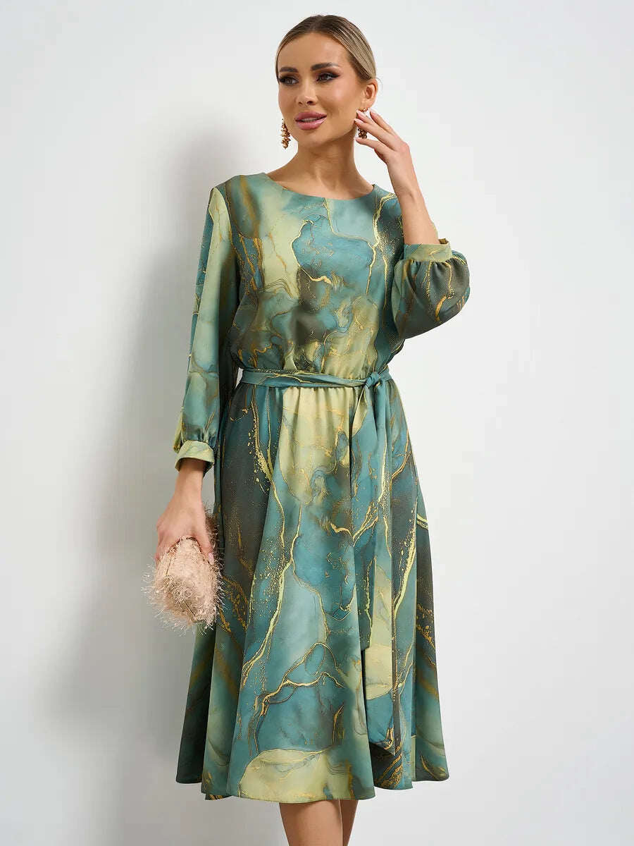 Vestido para mulher vestido feminino com mangas compridas francesas na cintura com cintura