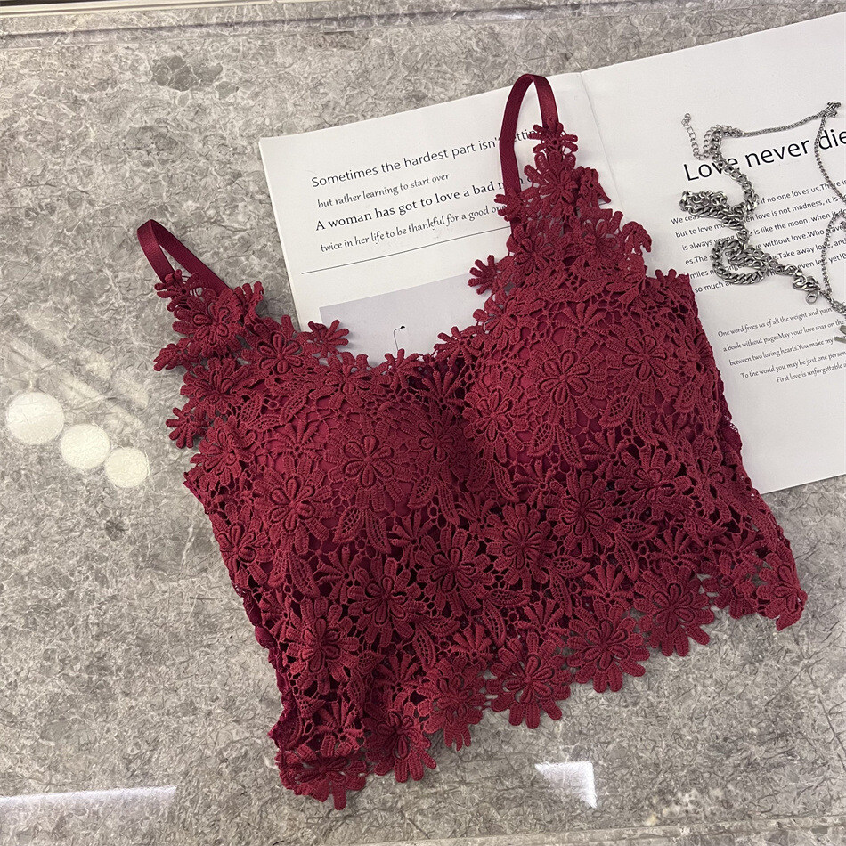 Италианска дантела с V-образно деколте, секси изрязан потник без гръб