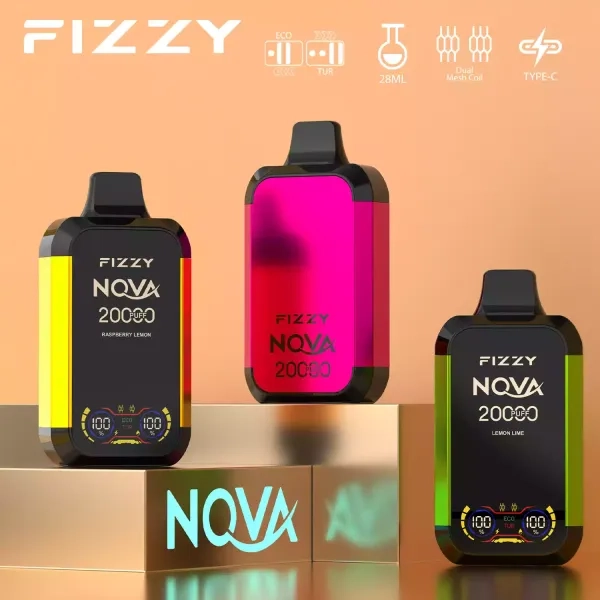 Fizzy Nova 20000 Puffs Dual Mesh LCD Screen Rechargeable Disposable Vapes Random Option (fast delivery)