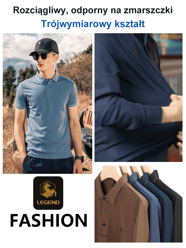 Nova camisa pólo empresarial e casual com mangas compridas e lapelas