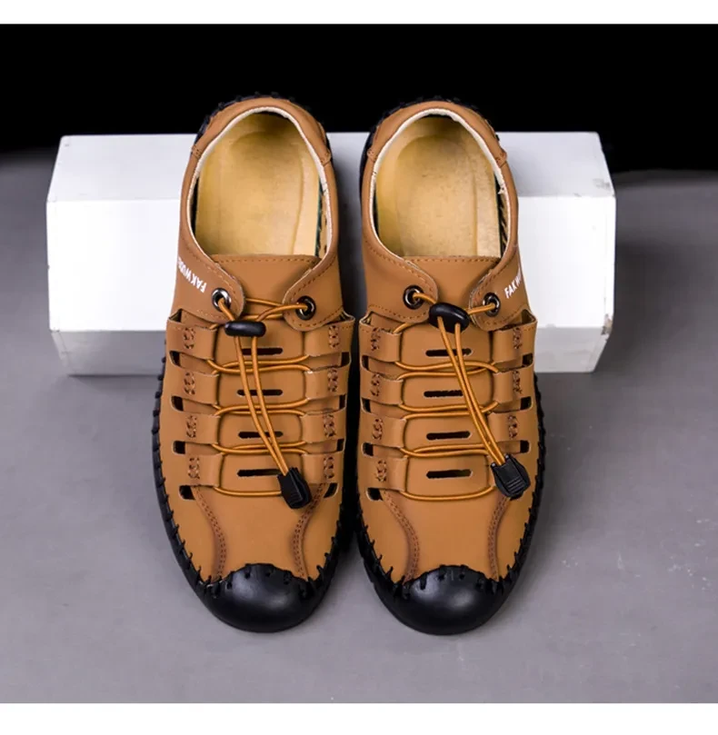 2023 nowe męskie skórzane buty wiosenne i letnie buty baotou hole trend fashion casual oddychające buty typu tide