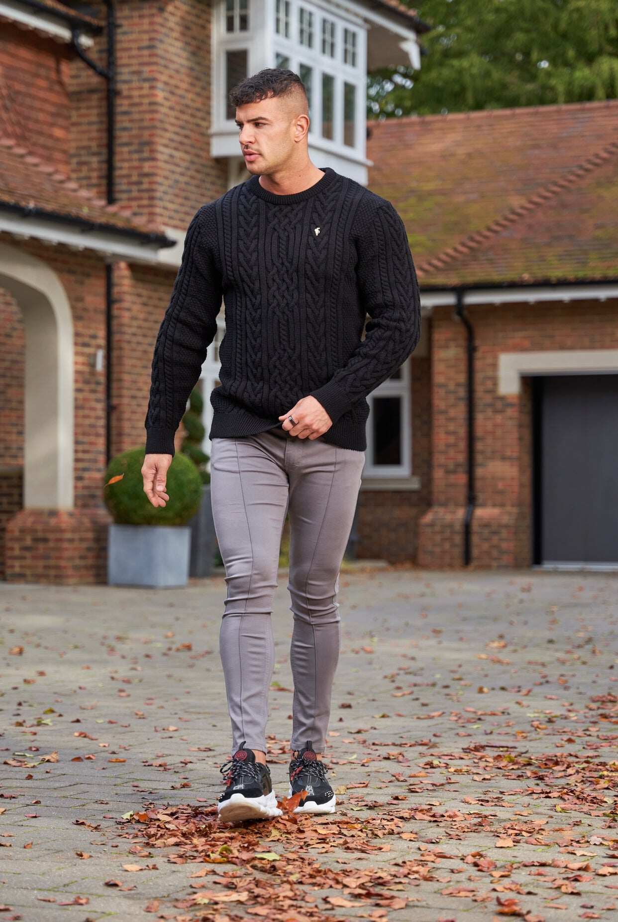 Slim Stretch Slate Grey Sateen Pintuck Trousers - FSH716