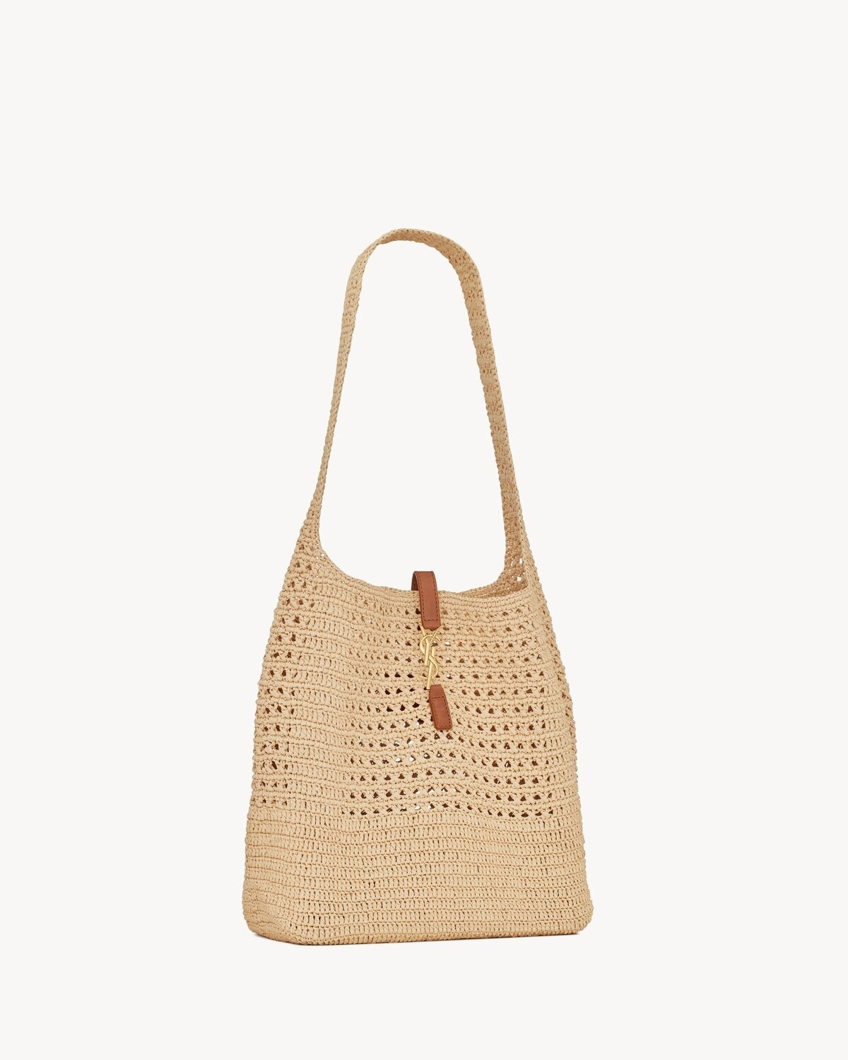 SAINT LAURENT YSL 22 New Crochet Large Capacity Raffia Tote Bag