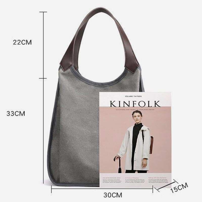 Bolsa feminina média com três compartimentos Bolsa de ombro espaçosa em lona