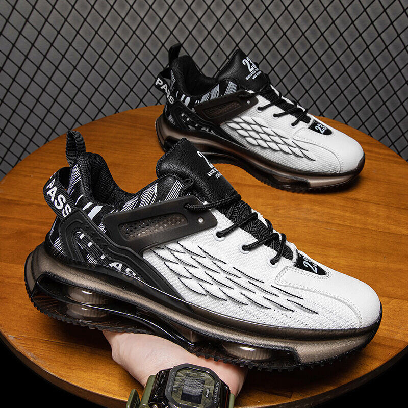 Sapatos de almofada de ar de verão de malha de escama de peixe, sapatos masculinos elegantes, sapatos esportivos casuais