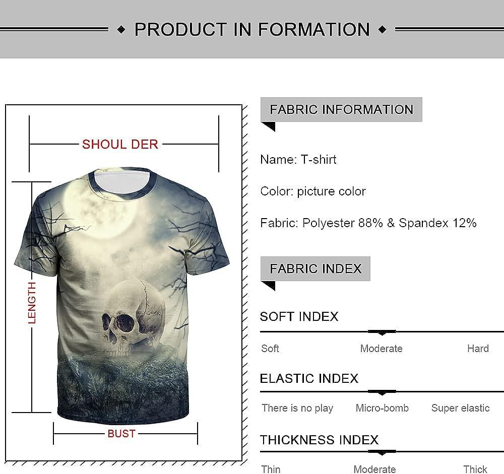 Men's 3D Print Skull T-Shirt 3D Creative Print Short Sleeve T-Shirt Casual Round Neck Novelty Street Fashion Tees Shirt