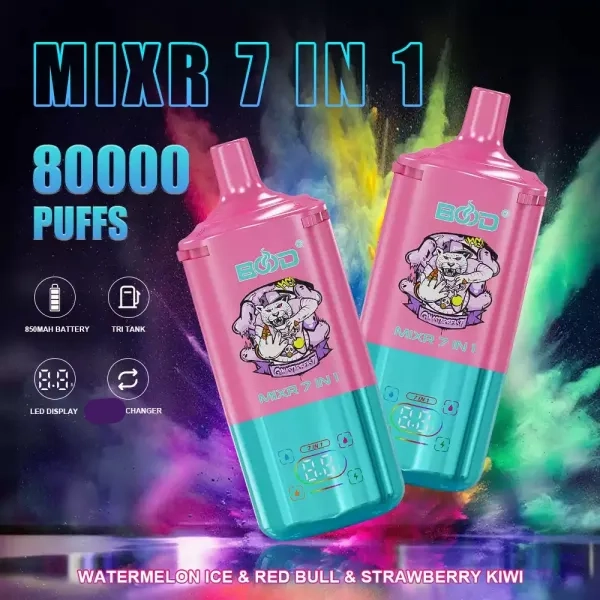 BOOD MIXR 80000 80K Puffs Vapes Dragon Fruit Guava & Blueberry Raspberry & Lemon Lime