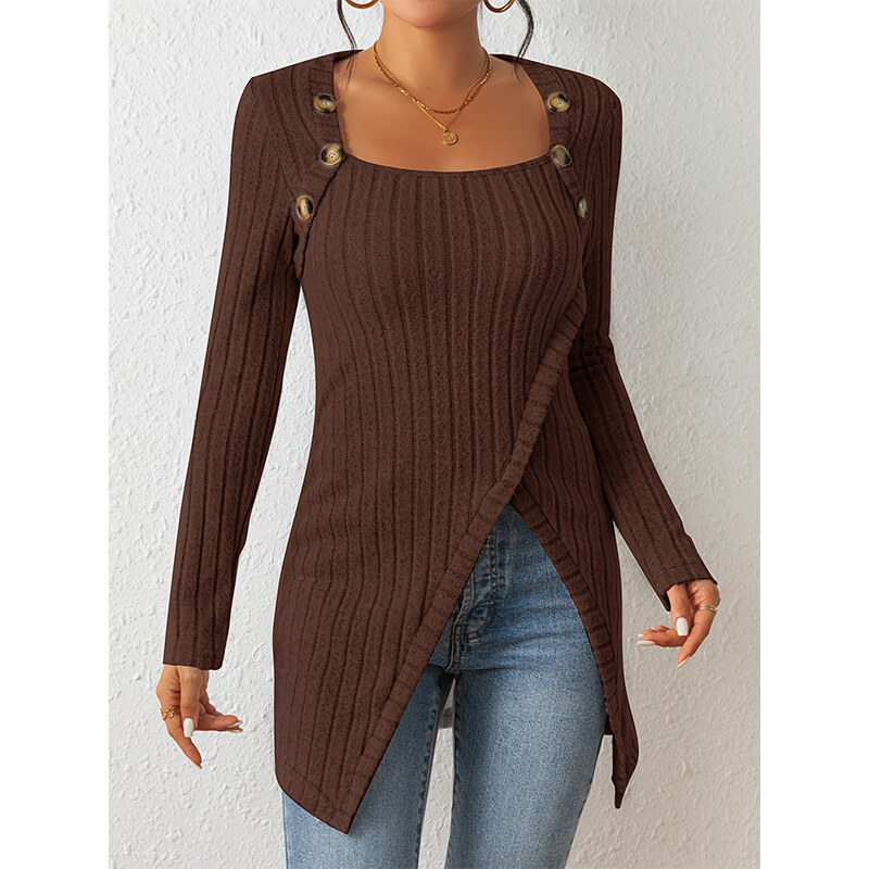 SUÉTER ZIP-UP COM DECOTE QUADRADO COM RANHURA NAS LATERAIS