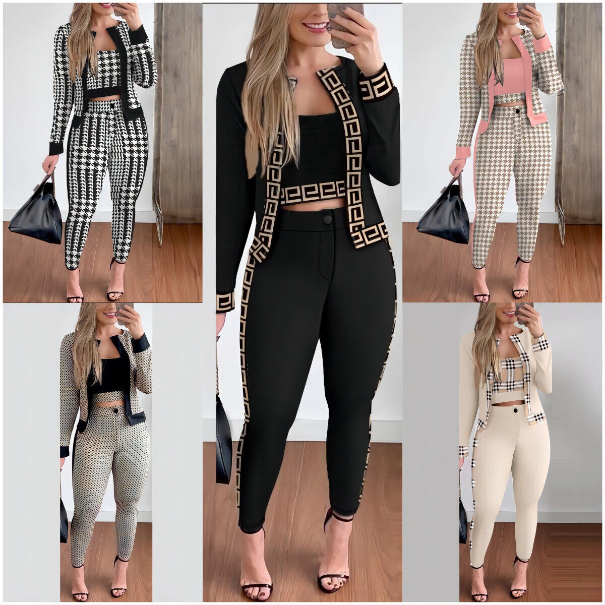 Grande venda de coletes, cardigãs e leggings femininos da moda de rua