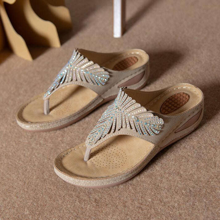 Sandálias ortopédicas casuais femininas 2023, chinelos Crystal Rome Fashion Clip Toe