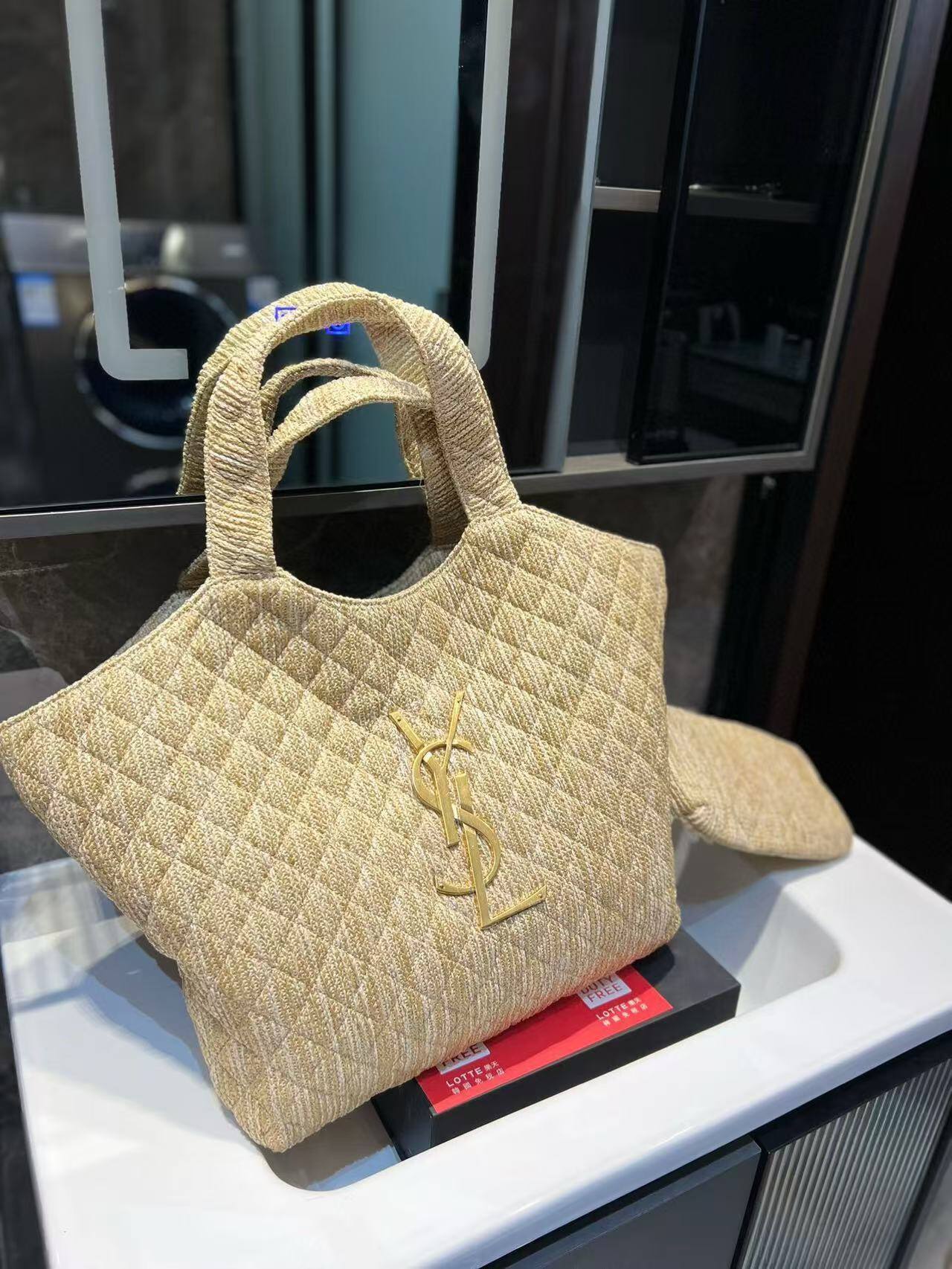 YSL gaby linen shopping bag